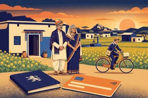 RajSSP pension Rajasthan guide - elderly couple with pension passbook
